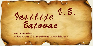 Vasilije Batovac vizit kartica